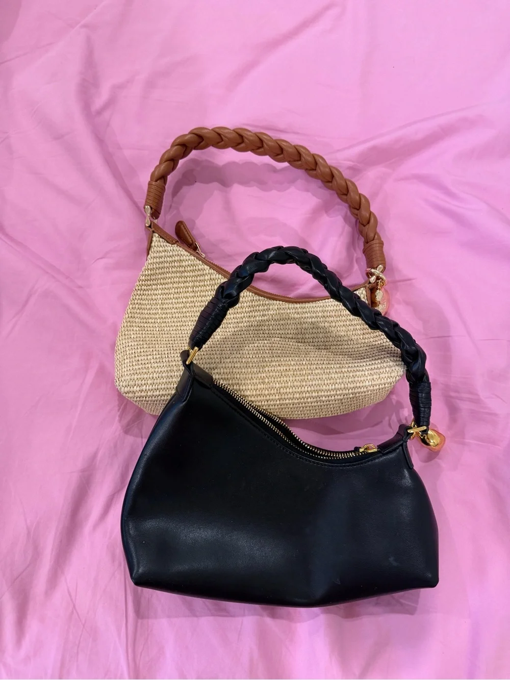 Aupen bag bundle Classic Black Braided Handle Shoulder Bag - Women